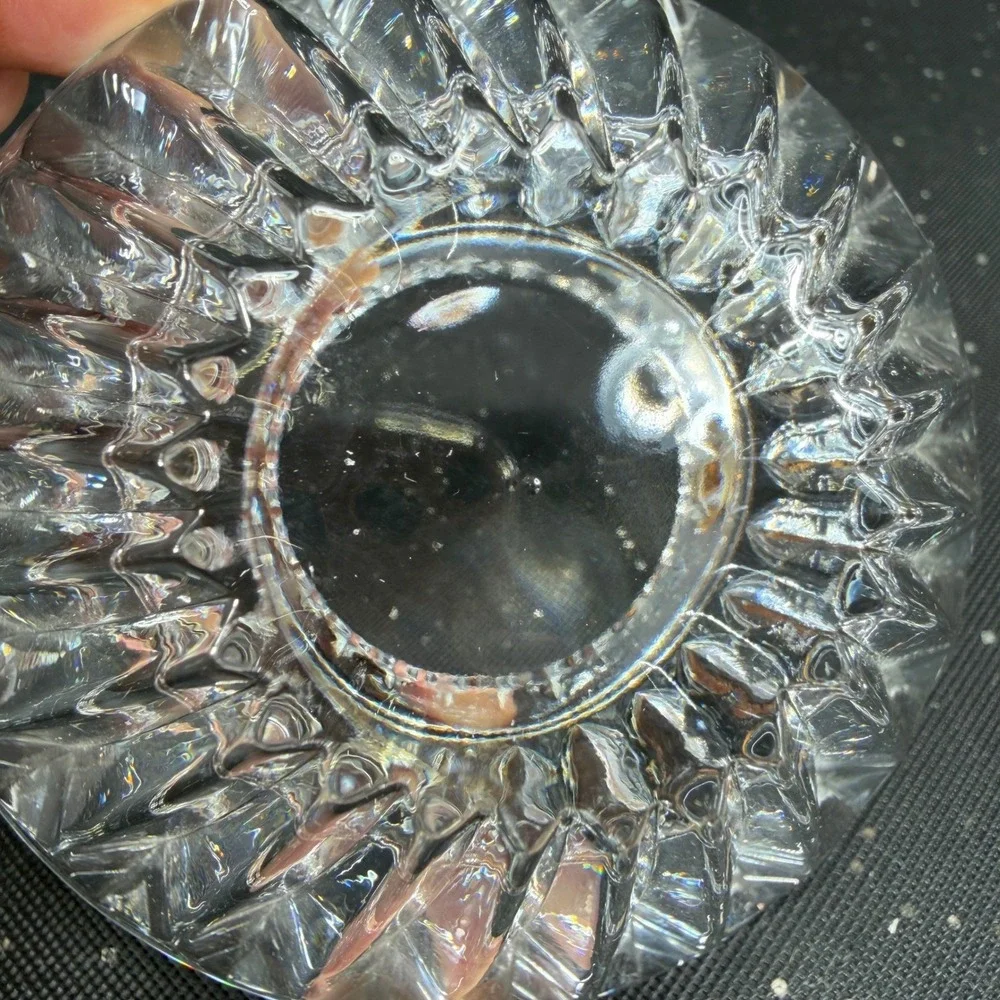 Vintage Sweden Crystal Glass Petal Votive Trilliant Trinket Dish Candle Holder